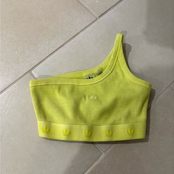 adidas Other - NWOT adidas Originals Ribbed One-Shoulder Bra Top - Pulse Lime Green - Size S